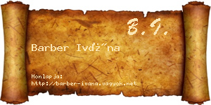 Barber Ivána névjegykártya